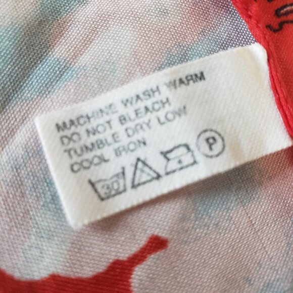 Vintage Red Gold Scarf Made in Italy Eiffel Tower Arc de Triumph Moulin Rouge - Picture 12 of 13